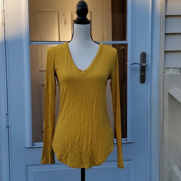 Old Navy Tops - Old Navy Mustard Yellow V-neck Shirt Size Small